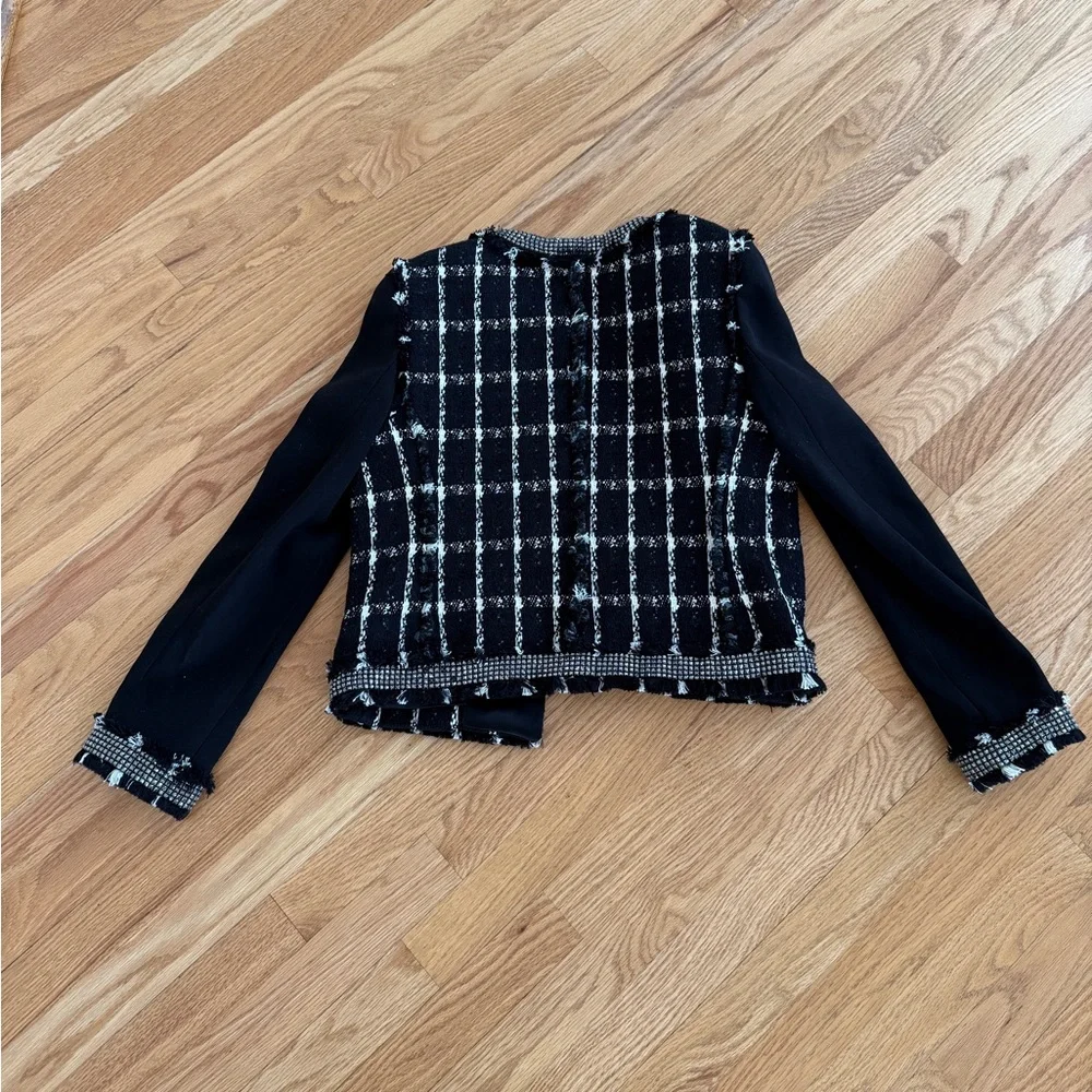 Tory Burch Marisol Black Holiday Stitch Plaid Gorgeous Jacket Size 6